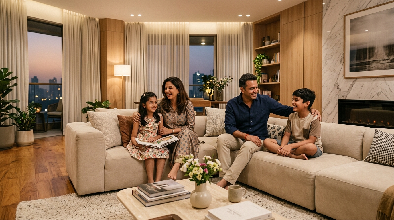 Happy Indian Family Chilling Inside Home
